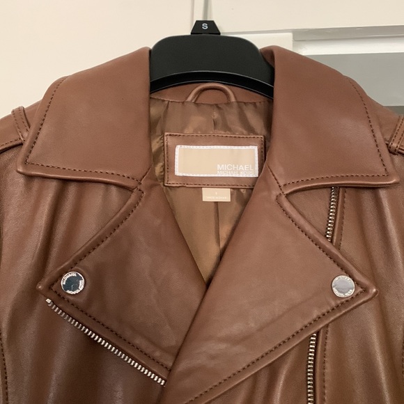 Michael Kors Genuine Leather Jacket Brown Size Small - Picture 3 of 11
